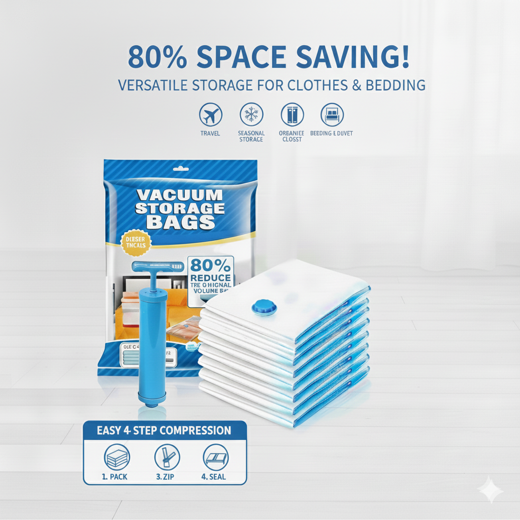 SpaceEase™ Vacuum Storage Bags (5 Pack) with Airpump