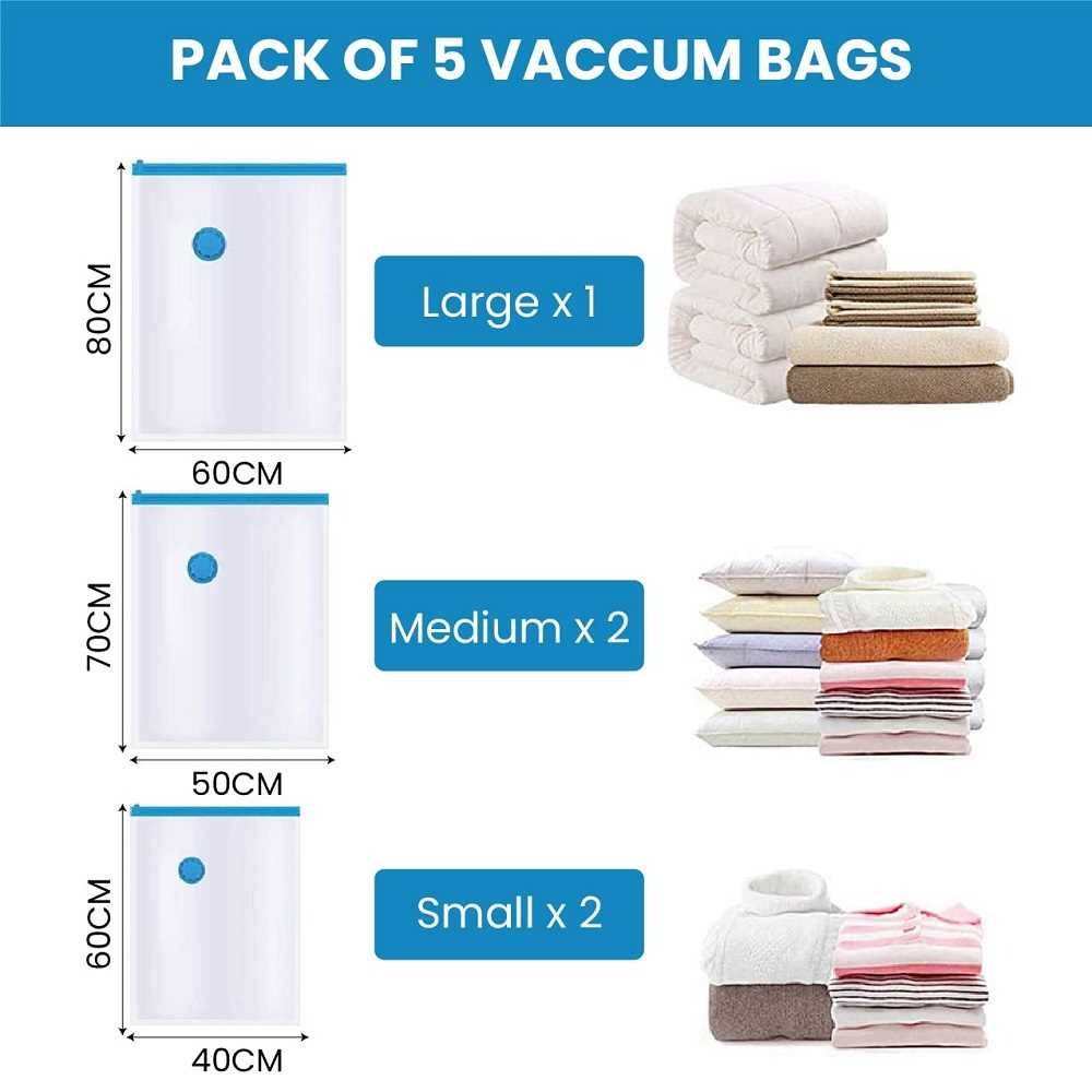 SpaceEase™ Vacuum Storage Bags (5 Pack) with Airpump